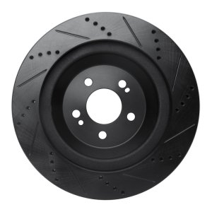 Mercedes-Benz Maybach S560 Brake Rotor (1) - Rear Left - R1 Concepts - Drilled & Slotted - Black - `14-`21